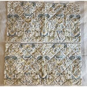 William Morris King Pillow Shams (TWO) Lodden Blue Green Floral Cotton Quilted